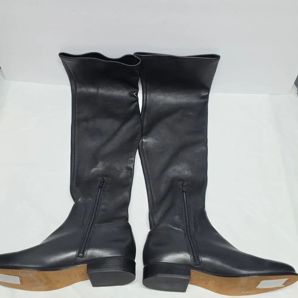 NEW Vince Cody Women's Over The Knee Black Leather Tall Boots Womens 9.5 Stretch